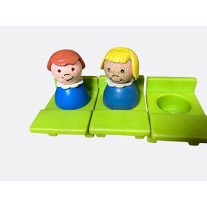 Vintage Fisher Price Little People Figures & Green Desk Set